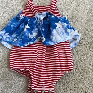 Cat & Jack Red and White Striped Baby Romper